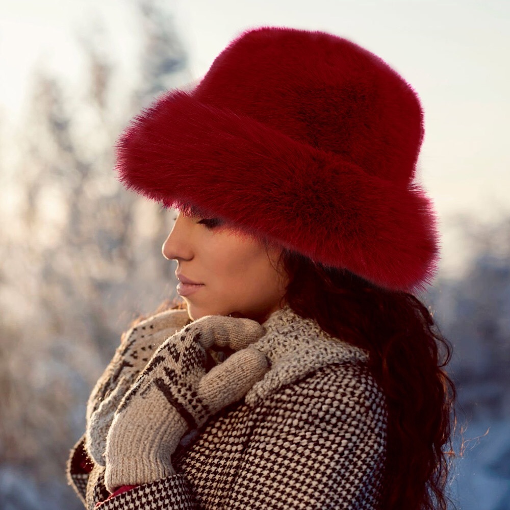 Fuzzy Faux Fur Bucket Hat